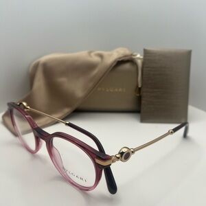 Bulgari Women's Glasses in Pink and Gold